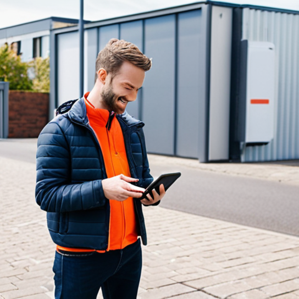 **Direct Surveys After Delivery**: Create an image of a customer receiving a drone delivery package, with a smartphone in hand displaying a survey interface. The background should show a modern urban environment, highlighting the convenience of drone deliveries and the ease of giving feedback through mobile technology.